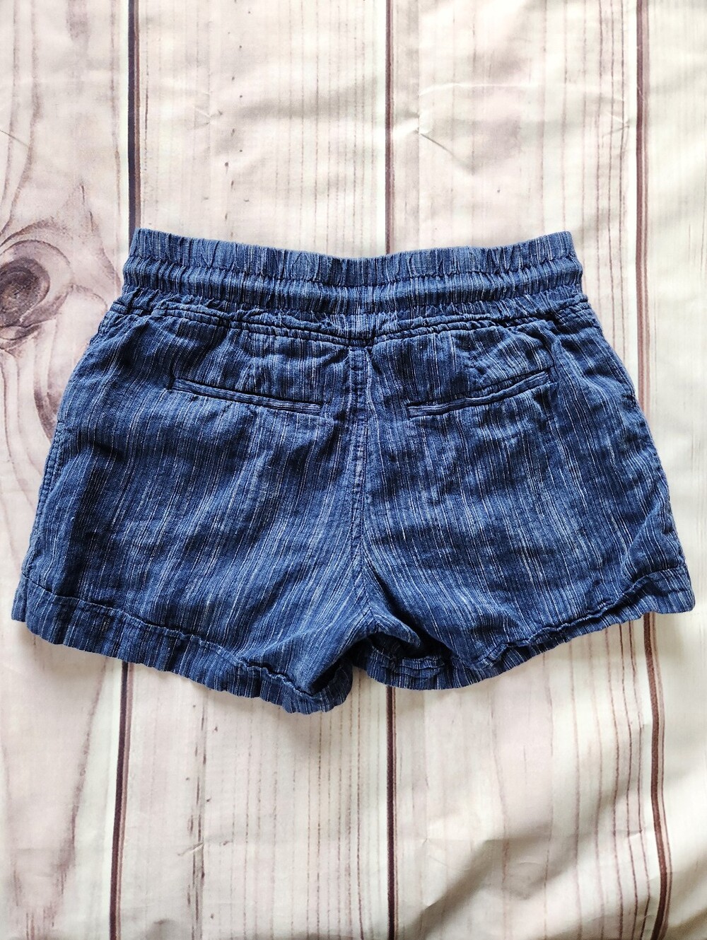 Athleta "Cabo Linen Textured" Striped Shorts Blue 100% Linen | Women's Size 2 - Picture 5 of 9
